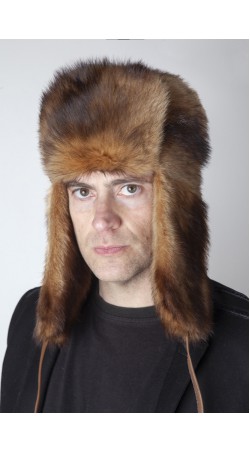 Polar polecat fur hat, Russian style